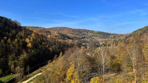 istock Landscape, autumn mountains covered with forest with blue sky, Poland 2182094236