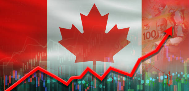 istock Canada economy growth on financial graph. Canada flag on financial growth graph 2182096679