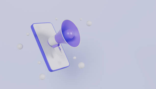 istock Blue megaphone icon, loudspeaker symbol, communication device, vector illustration 2182103789