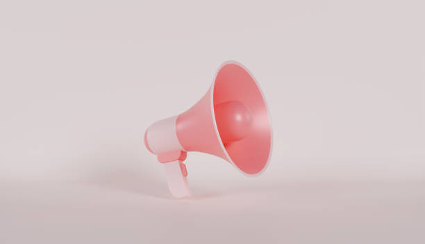 istock Pink plastic megaphone isolated on pink color background 2182103838