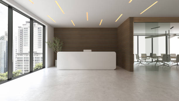 istock Modern style conceptual reception interior room 3d illustration 2182104466