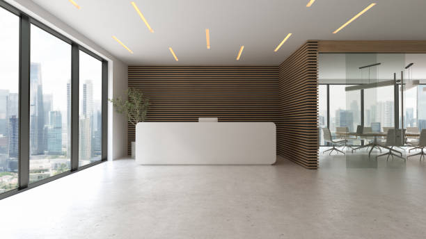 istock Modern style conceptual reception interior room 3d illustration 2182104480