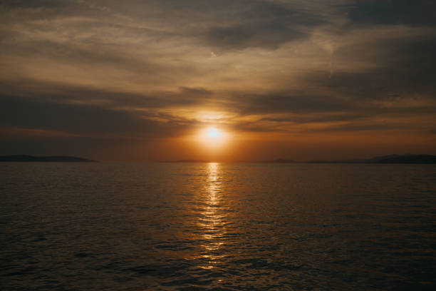 Amazing sunset (sunrise) at sea in Zadar (Croatia)