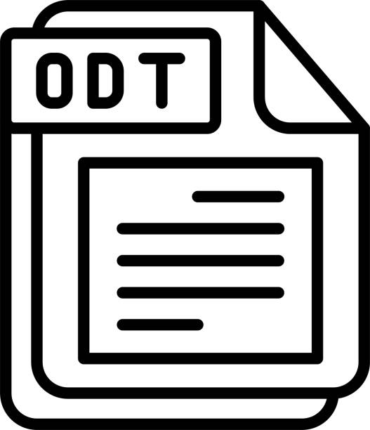 ODT Line Icon ODT, file, format, document, file extension, file format odt stock illustrations