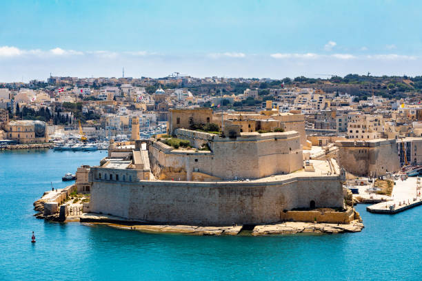 istock Stone ramparts of Fort St. Angelo, Birgu Malta. 2182113567