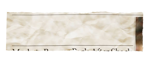 stained old newspaper clipping with blank space for your copy - novinovému výstřižku fotky - stock snímky, obrázky a fotky