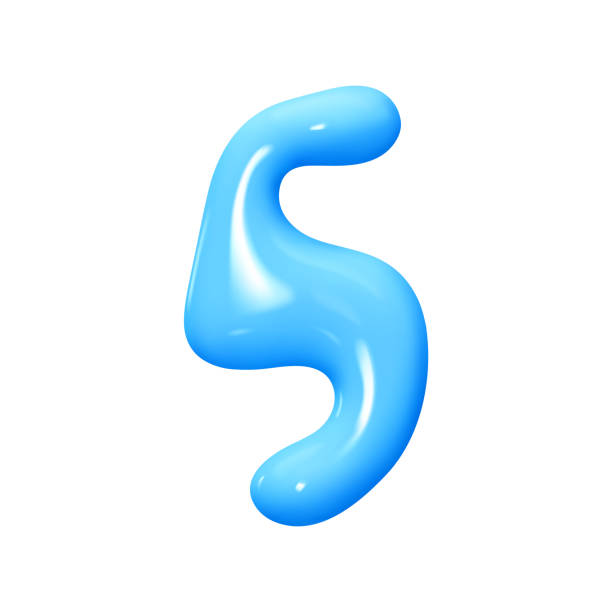 istock Number 5. Five Number sign blue color. Realistic 3d design in cartoon liquid paint style. Isolated on white background. vector illustration 2182121501