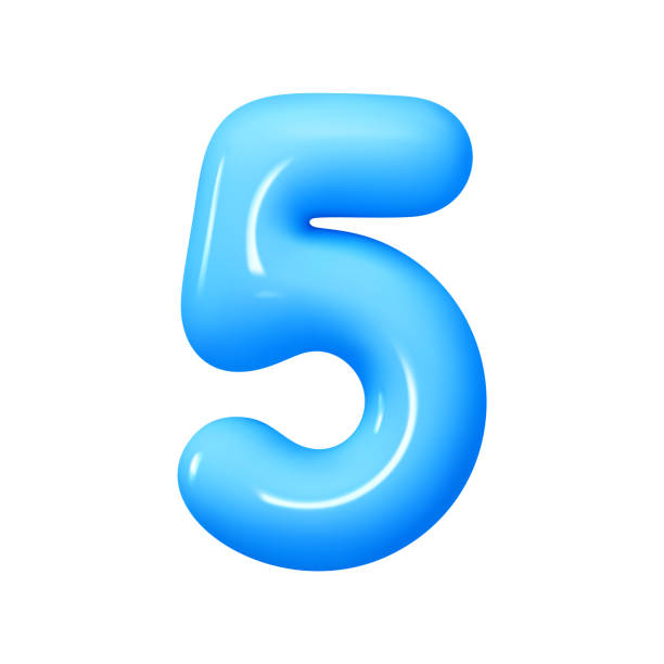 istock Number 5. Five Number sign blue color. Realistic 3d design in cartoon balloon style. Isolated on white background. vector illustration 2182121772