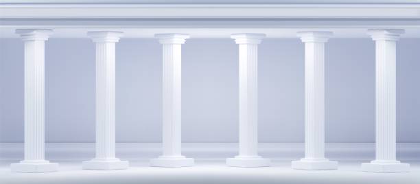 istock Facade or porch colonnade with white roman column. 2182124854