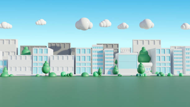istock 3d Animation cartoon city background. 4k. 2182129387