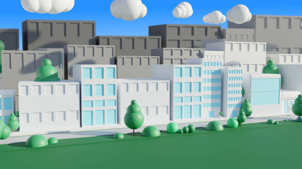 istock 3d Animation cartoon city background. 4k. 2182129395