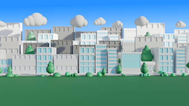 istock 3d Animation cartoon city background. 4k. 2182129396