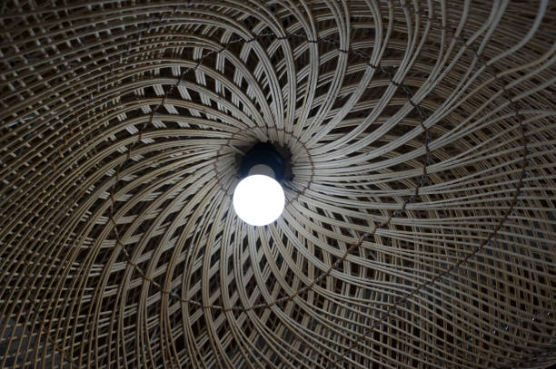 istock Chandelier with bamboo woven shade 2182129763