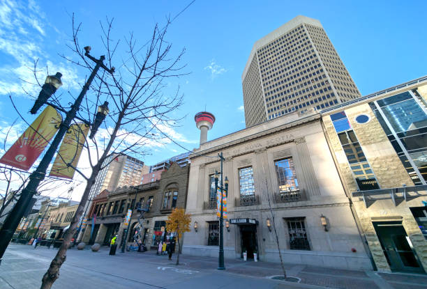Calgary, Canada - November 2017: Christmas decoration at the grounds that host the annual Calgary Stampede rodeo festival. Canada's oil capital, Calgary\nis also known having hosted the 1988 Winter Olympics.  Picture taken in late November 2017 and also shows a tipi/teepee. The tipi was placed in 2012 to commemorate the relationship between the the First Nations and the Calgary Stampede.