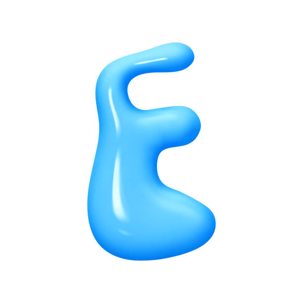 istock letter E. letter sign blue color. Realistic 3d design in cartoon liquid paint style. Isolated on white background. vector illustration 2182132096