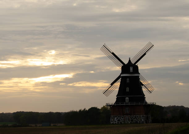 Horizontal view of the old windmill in Churchillparken, Copenhagen