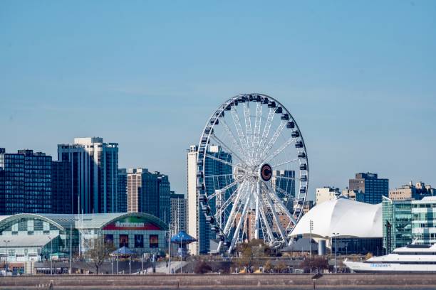 Chicago, IL, USA - October 27, 2024- Downtown Chicago, IL and Navy Pier along Lake Michigan