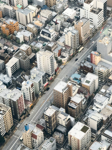A high angle daytime view of Tokyo Japan.
