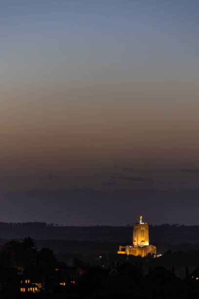 View of Guildford cathedral at night Surrey England Europe