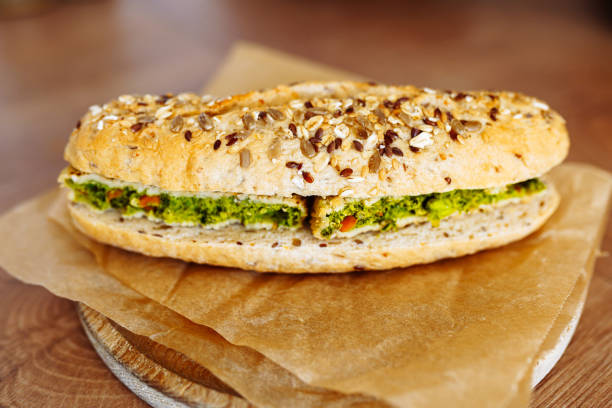 istock sandwich on whole grain bun with vegetable patty 2182147697