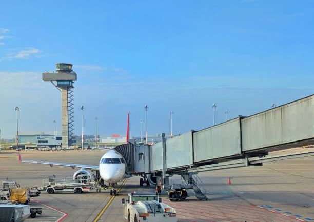 istock Aircraft at airport terminal gate 2182151168