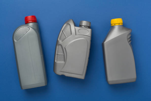 istock Automobile products and tools on color background, top view 2182152462