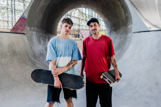 istock Portrait of skaters on a skateboard park 2182154837