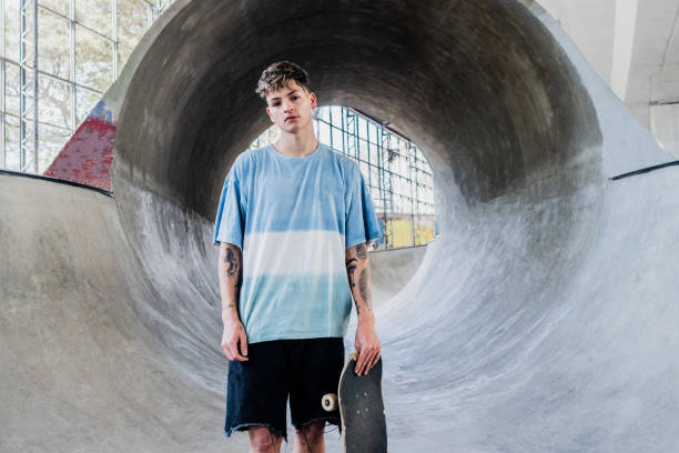 istock Portrait of a skater on a skateboard park 2182155183