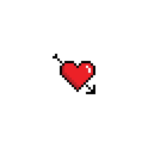 istock Pixel art i love you. heart with arrow cupid 2182155297