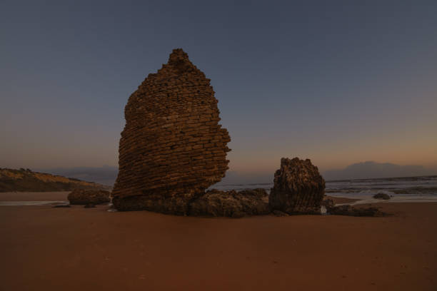 A sunset on Torre Del Loro beach, Mazagon, Huelva, Spain. Holidays, tourism, adventures, Doñana, Matalascañas.