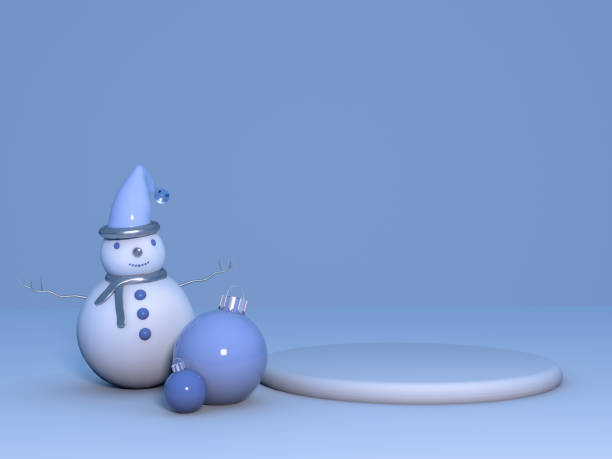 istock 3D blue winter background with minimal podium stand New year event theme 2182157554