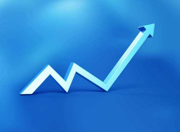 istock Blue Finance Arrow Isolated On Dark Background. 2182157765