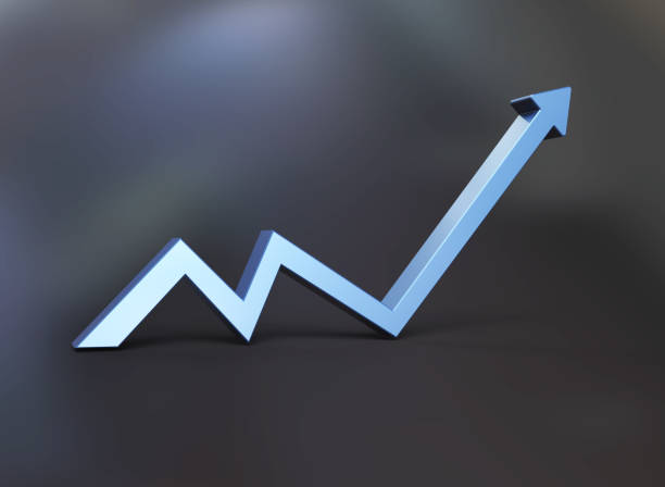 istock Blue Finance Arrow Isolated On Dark Background. 2182157772