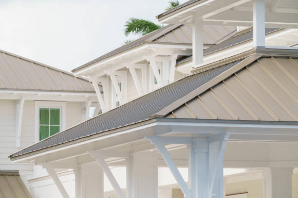 Luxury home with metal roof