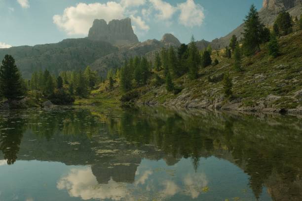 istock Mountain reflection on a hike in the Italian Dolomites 2182163020
