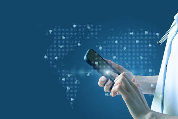 Digital health and telemedicine. The concept of patients and doctors interacting remotely.