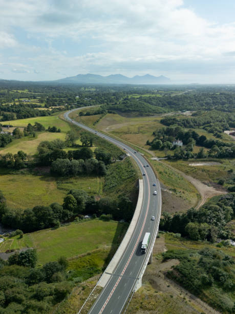 View over the A487 Caernarfon Bypass towards Trefor, Gyrn Ddu & Llyn Peninsula