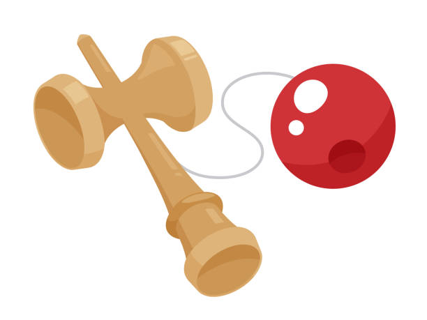 Kendama Illustration of a Kendama seen from diagonally above kendama traditional japanese toy stock illustrations