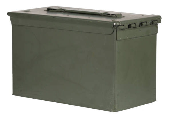 istock US army green metal ammo can. 2182191876