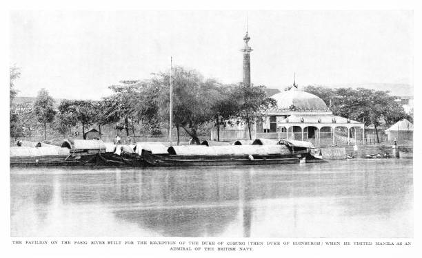 istock Bangka Boats and Pavilion by the Pasig River, Manilla, Philippines, Spanish-American War, 19th Century World History 2182192720