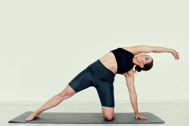 istock Lateral Stretch with Grace on the flor 2182194226