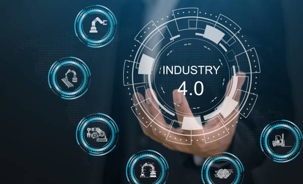 istock Industry 4.0 concept with automation technology and robotics, digital transformation in manufacturing, smart factory, internet of things (iot), ai integration, advanced production line and innovation 2182196716