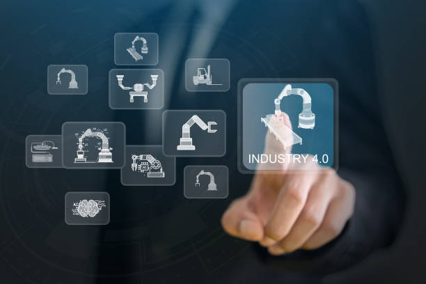 istock Industry 4.0 concept with automation technology and robotics, digital transformation in manufacturing, smart factory, internet of things (iot), ai integration, advanced production line and innovation 2182196720