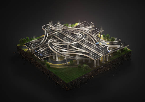 istock pieces of road. Can see road structure. 3d illustration 2182205301
