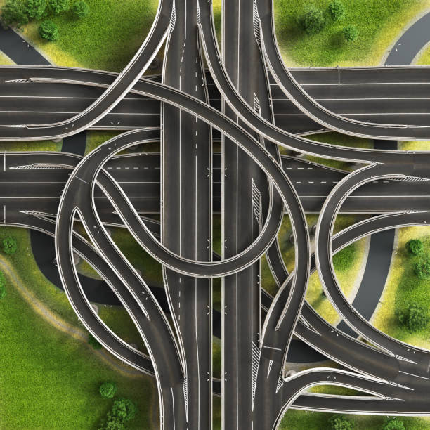 istock pieces of road. Can see road structure. 3d illustration 2182205331