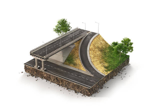 istock pieces of road. Can see road structure. 3d illustration 2182205344