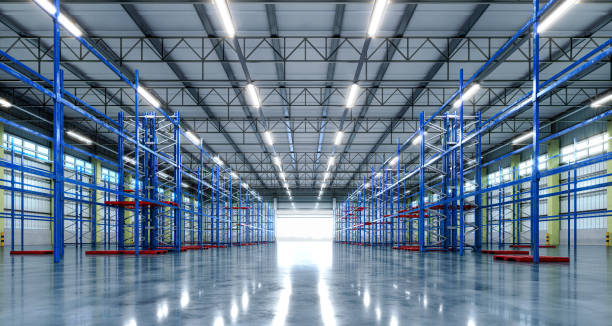 istock Interior of a warehouse. 3d illustration 2182205409