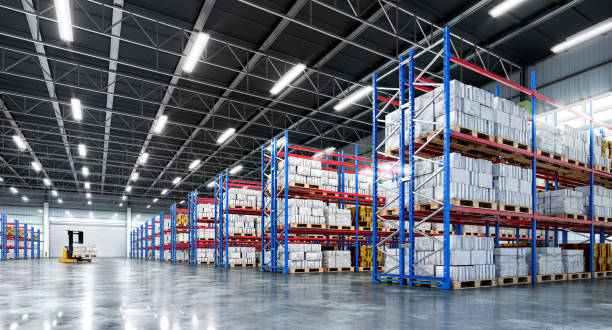 Interior of a warehouse. 3d illustration