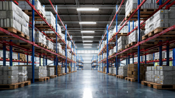 istock Interior of a warehouse. 3d illustration 2182205436