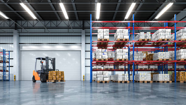 istock Interior of a warehouse. 3d illustration 2182205438